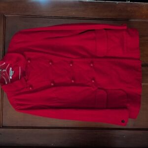 Nygard Collection Red Double Breasted Pea Coat | 100% Cotton, Sz 10 *See Below*